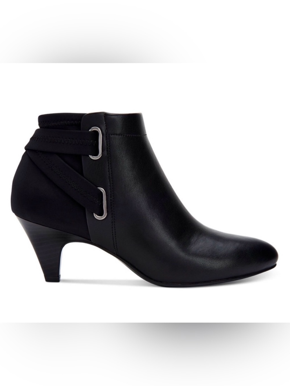 Alfani Black Leather Ankle Bootie with Decorative Strap